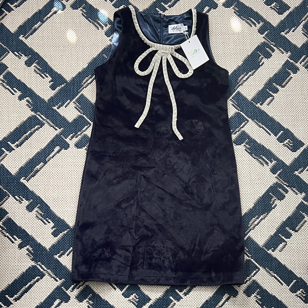 Elegant Lola and the boys Navy Blue Kids Dress with Bow